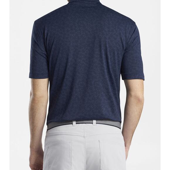 Peter Millar Crown Sport Carl Floral Performance Jacquard Polo Navy Blue – Small - Picture 4 of 9